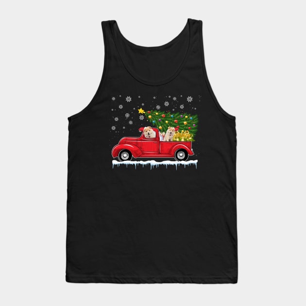 Red Truck pick up chow chow dog Christmas  lover gift T-Shirt Tank Top by CoolTees